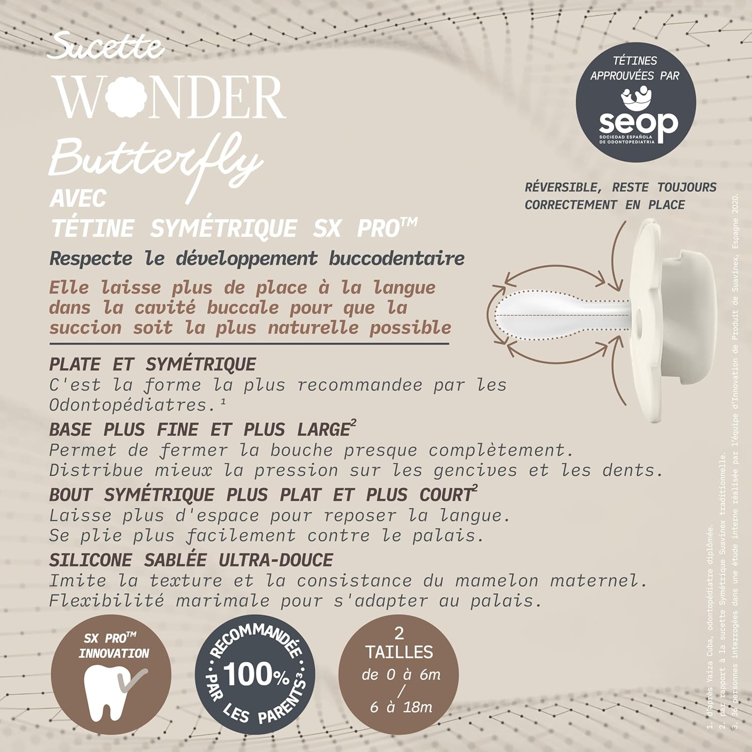 Thumbnail 6 de Sucettes Suavinex Wonderland Lot de 2 | Tétine SX Pro, silicone, réversible, papillon 6–18 mois