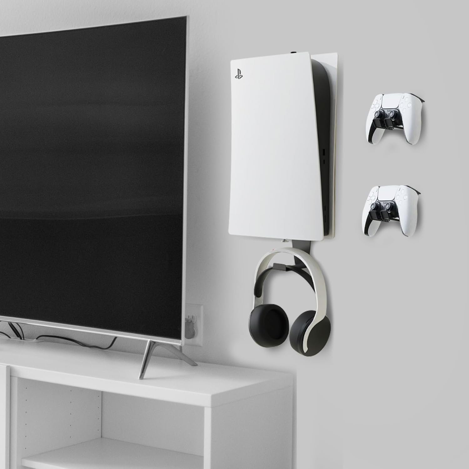 Thumbnail 5 de meiboshin PS5 Wall Mount Heavy-Duty Steel Kit with 2 Controller Holders & Headset Hook (Black)