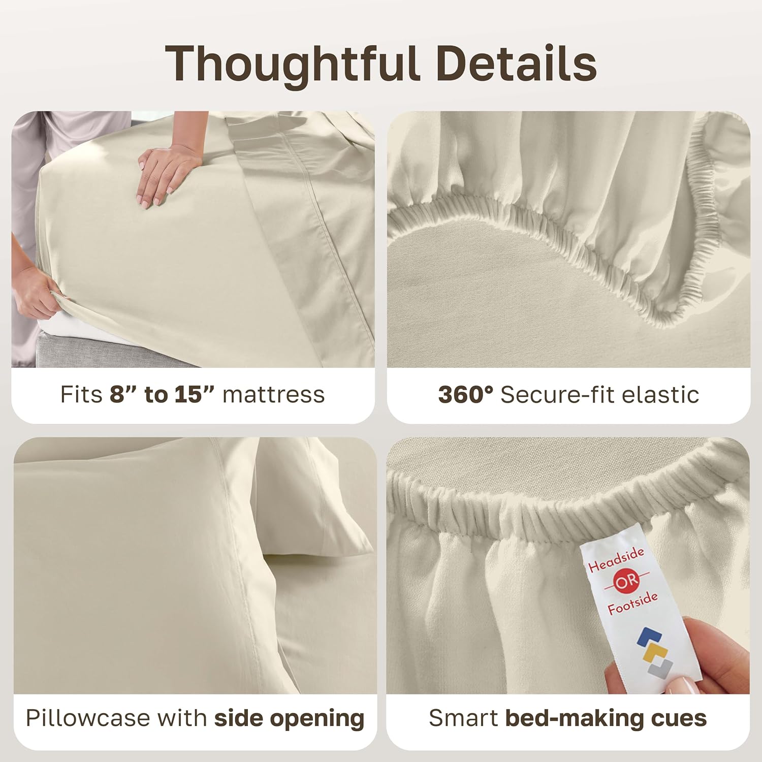 Detalle 1 de California Design Den 840307136732 Twin XL Cotton Sateen Sheet Set, 600 Thread Count