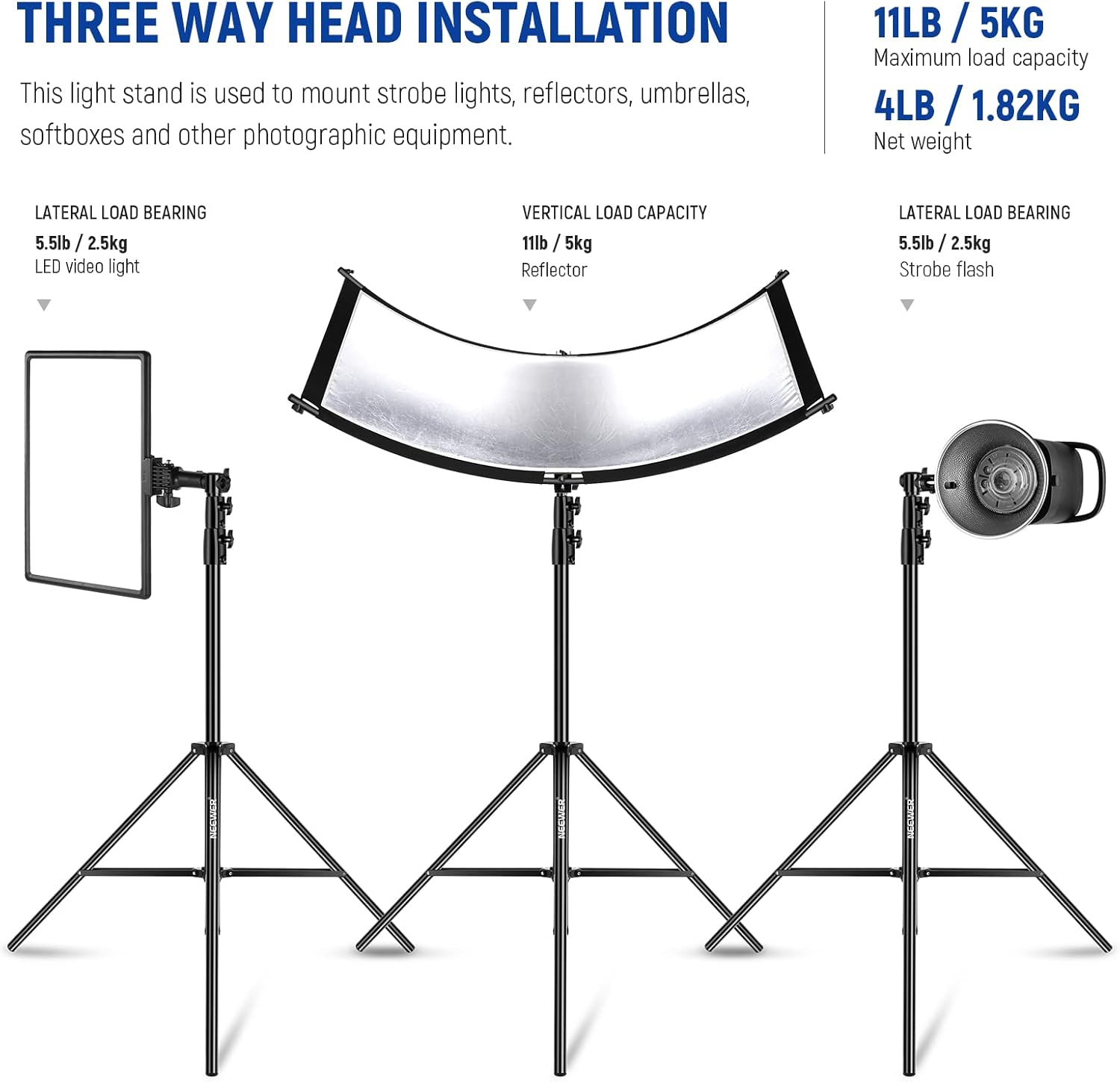 Thumbnail 3 de NEEWER ST-280AC Lichtstativ (2,8 m) – luftgepolstertes Ganzmetall für Ringlicht & Co.