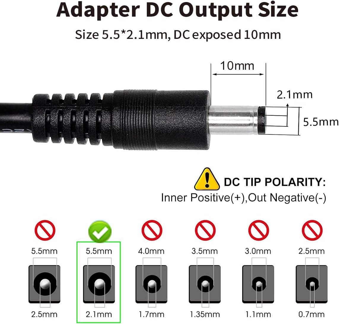 Thumbnail 3 de 12V 2A Netzteil (24W) Tonton mit 2,1 x 5,5 mm DC-Stecker für LED, CCTV & Router – 1,8 m Kabel, EU
