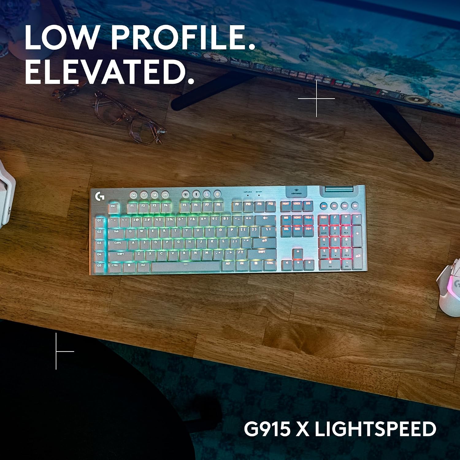 Detalle 2 de Logitech G915 X LIGHTSPEED Tactile Wireless Gaming Keyboard, White