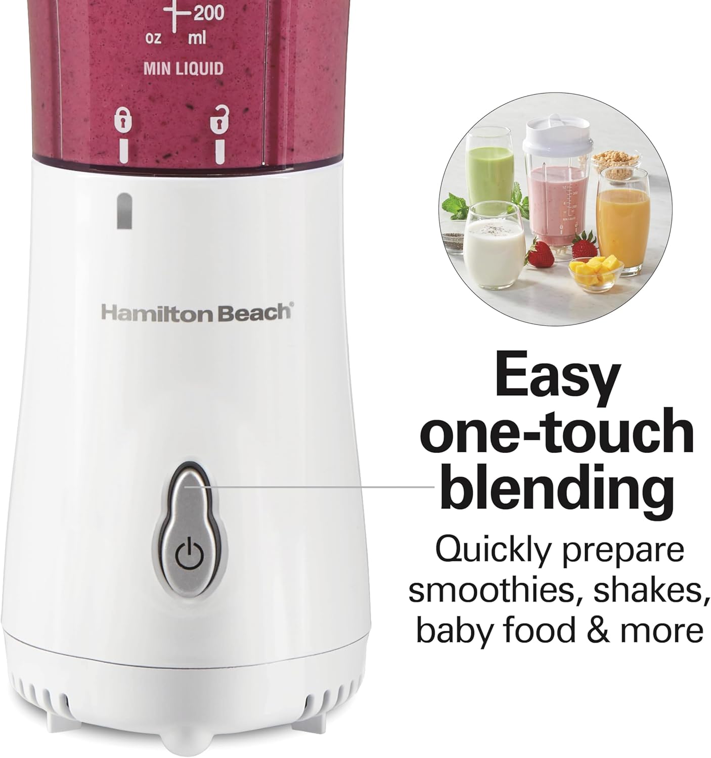 Thumbnail 5 de Hamilton Beach Portable Blender for Shakes and Smoothies, 14 Oz Travel Cup (2 Jars) - White