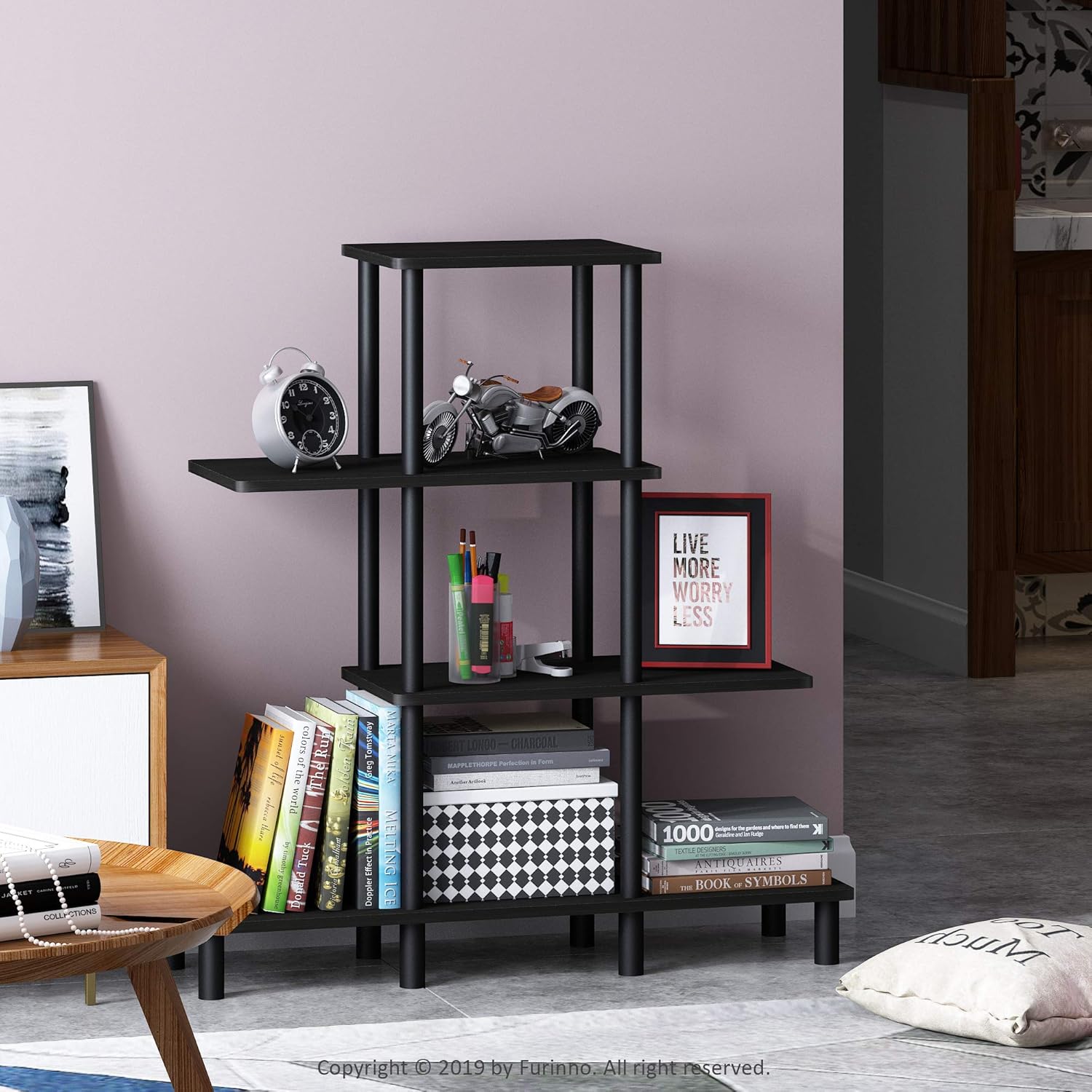 Thumbnail 1 de Furinno Turn-N-Tube Scaffale a 4 Piani in Legno Espresso/Nero – design pratico e versatile