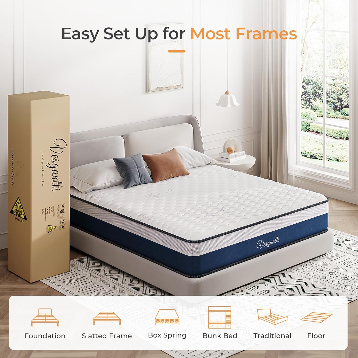 Thumbnail 5 de Vesgantti Small Single 10 Inch Hybrid Mattress – 75x190x25cm