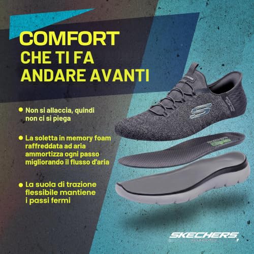 Detalle 2 de Skechers Uomo Summits Key Pace Slip-In ALLENATRICE – Charcoal Mesh/Black Trim, 43 EU