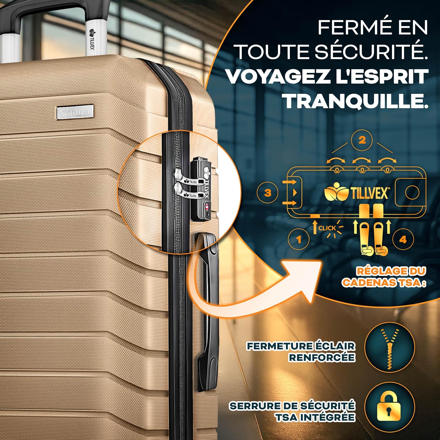 Detalle 2 de tillvex Set de 4 valises rigides 4 tailles