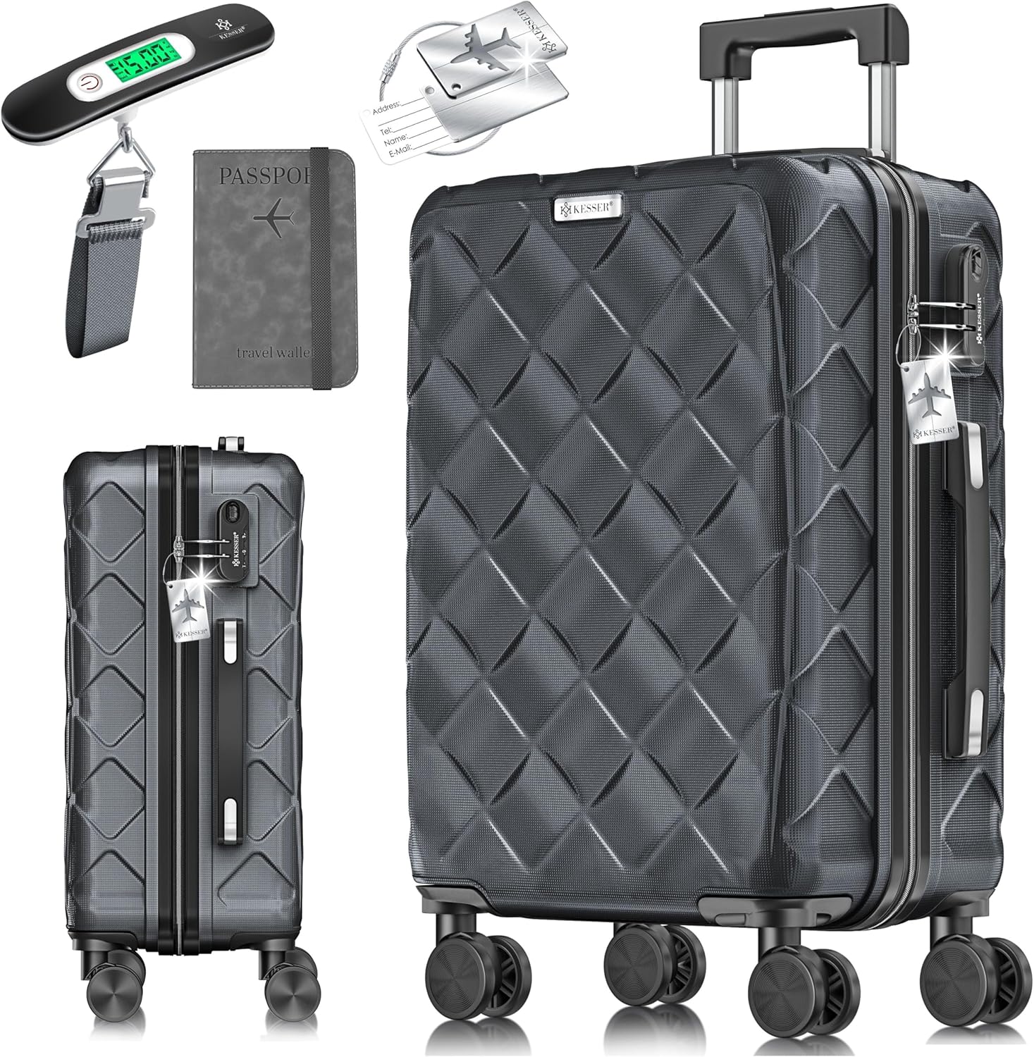 Thumbnail 6 de KESSER Reisekoffer 84L – ABS Hartschale, 360° Rollen, Zahlenschloss & integrierte Extras
