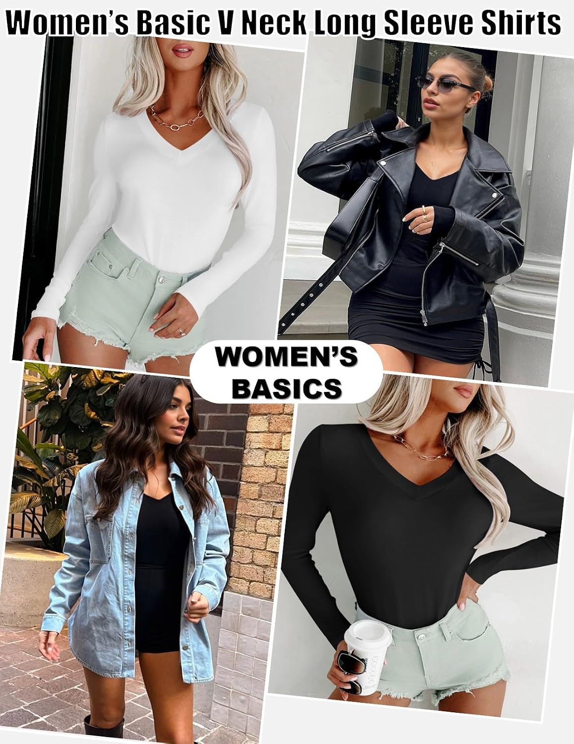 Thumbnail 6 de Ekouaer 3 Pack V‑Neck Long Sleeve Tops