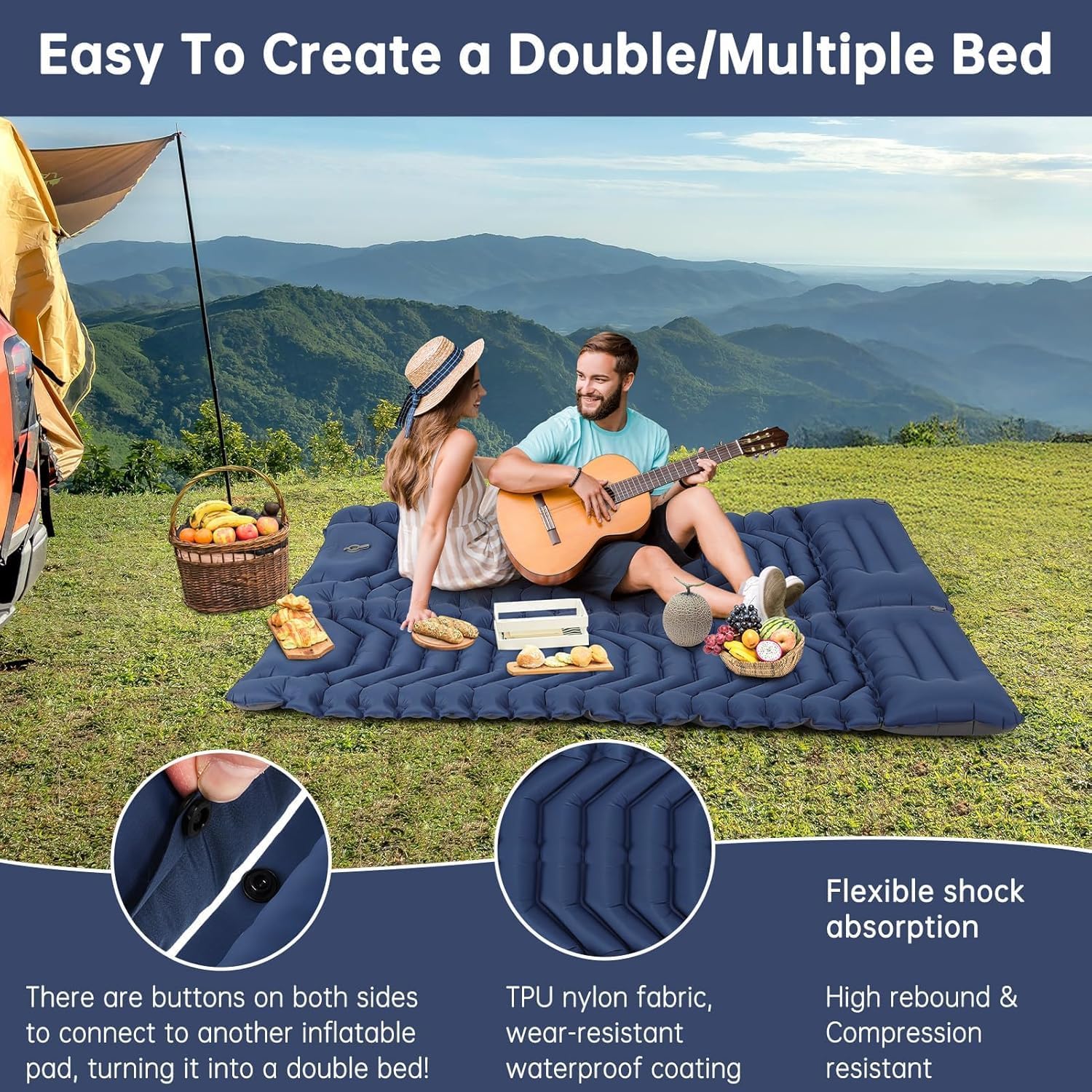 Thumbnail 4 de HAUSPROFI Inflating Sleeping Pad for Camping – UltraLight, Built-in Foot Pump, Waterproof & Compact