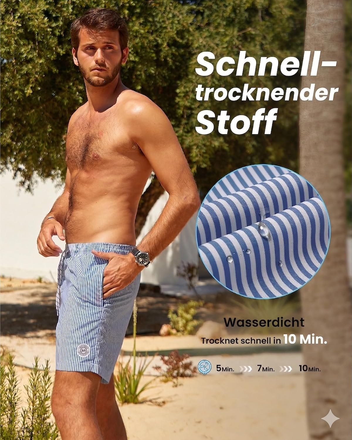 Detalle de MaaMgic Badehose Herren 18 cm Innenlänge