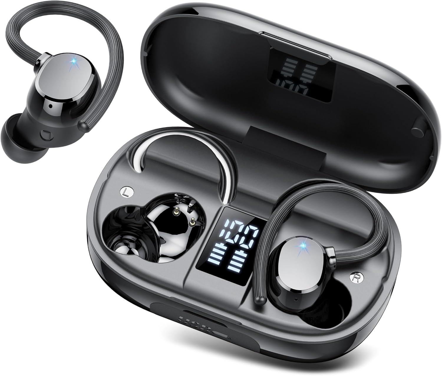 Detalle de Wireless Earbuds with Bluetooth 5.4 and IPX7 Waterproofing (Q22) – Long Battery, ENC Noise Cancelling Mic