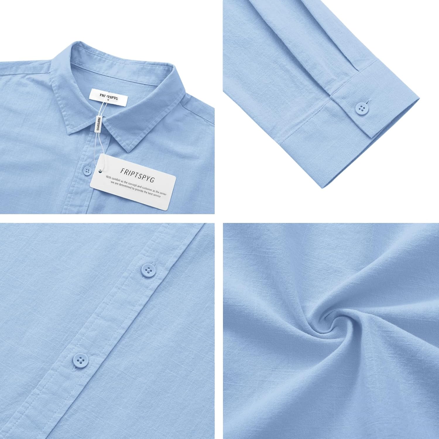 Thumbnail 3 de Friptspyg Leinenhemd Herren Langarm – Casual Button-Down, Regular Fit