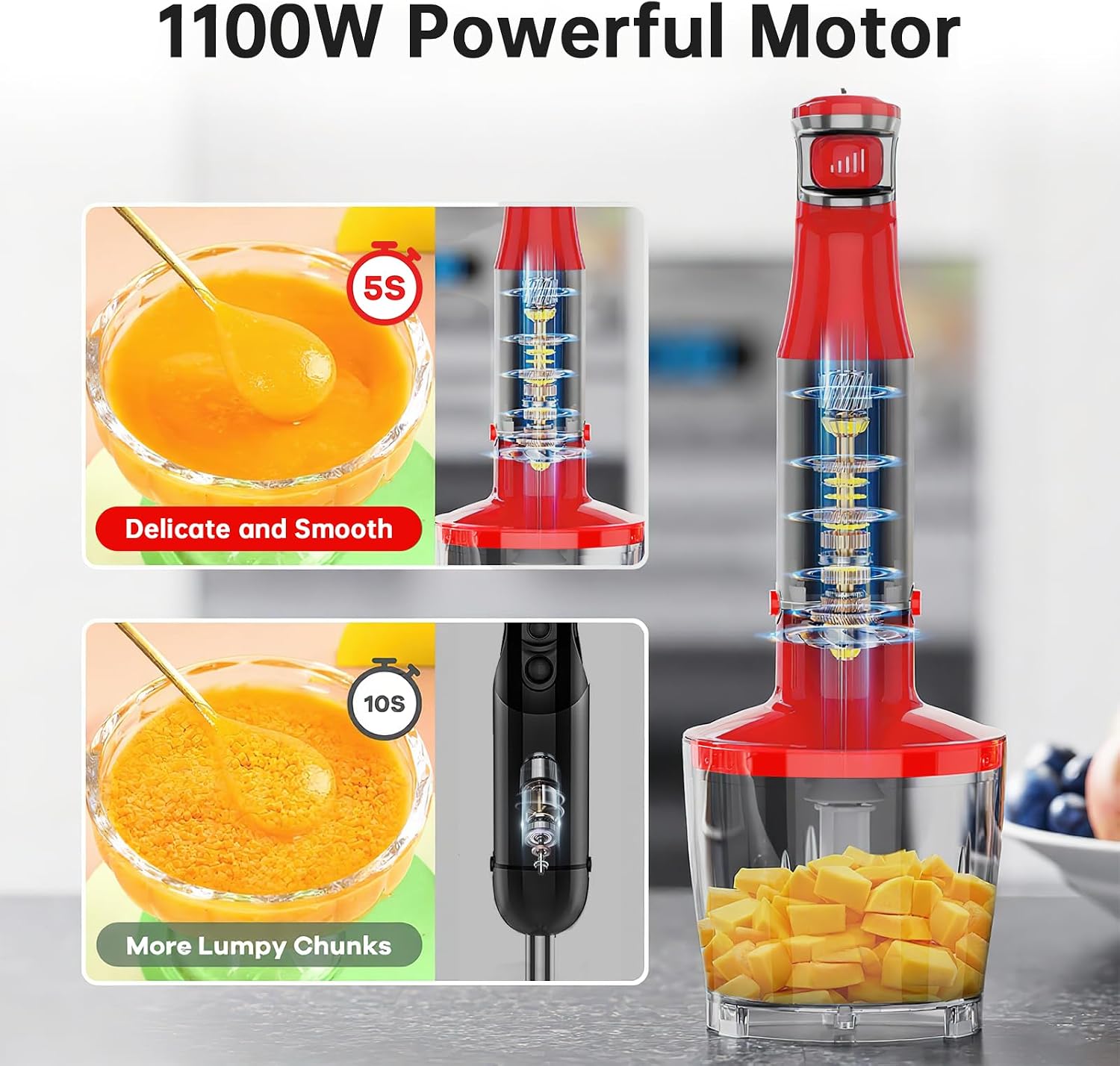 Detalle 2 de turelar HB-8805 5-in-1 Immersion Blender, 1100 W, Variable-Speed Trigger
