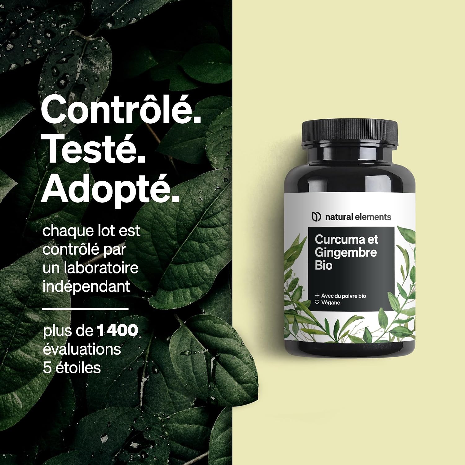 Thumbnail 2 de Natural Elements Curcuma & Gingembre Bio hautement dosé (4440 mg) – 180 gélules
