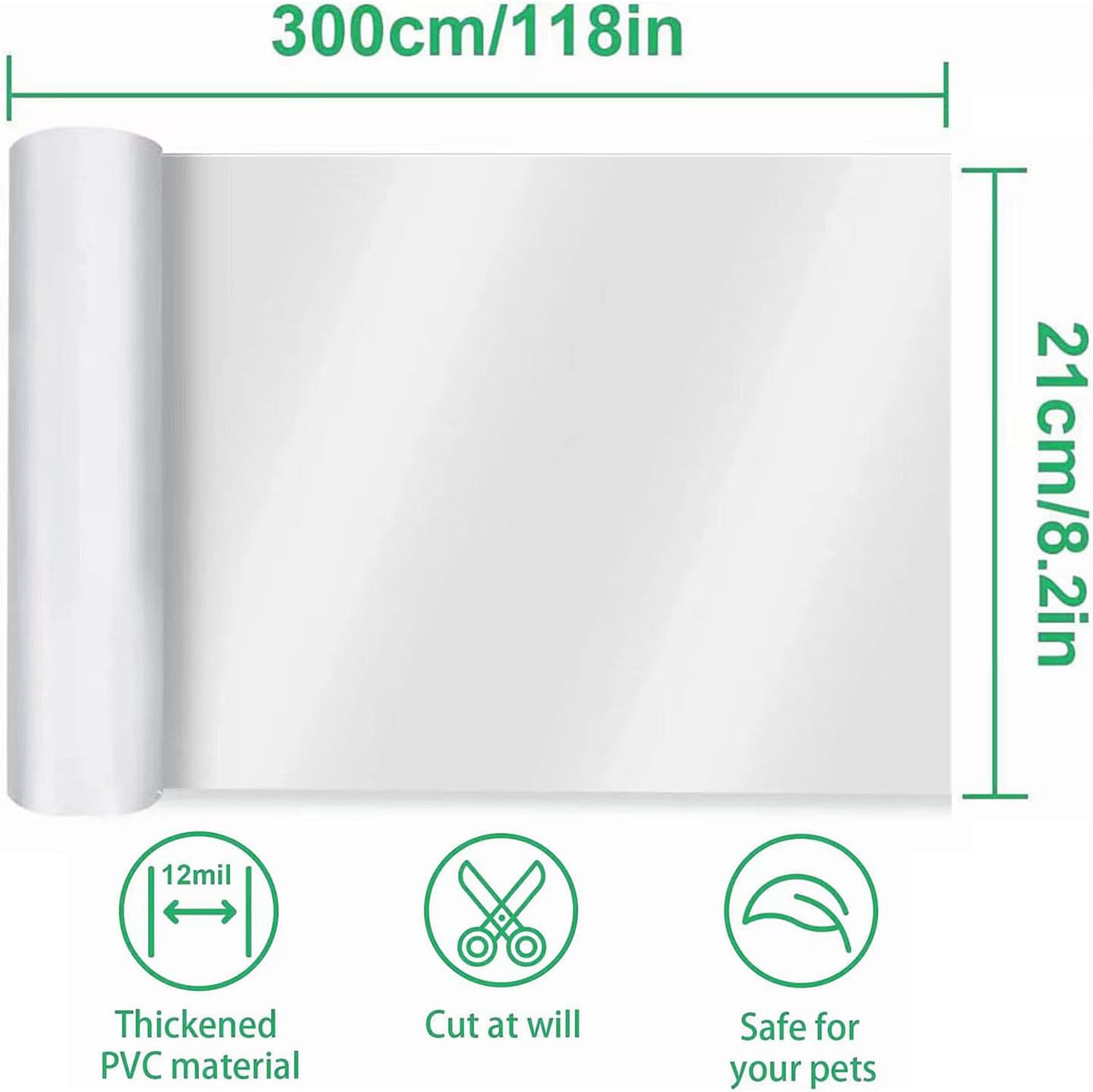 Detalle de CHUANGSEED Clear Door Protector Tape for Dog & Cat Scratching, 21cm x 3m (8.2" x 118")
