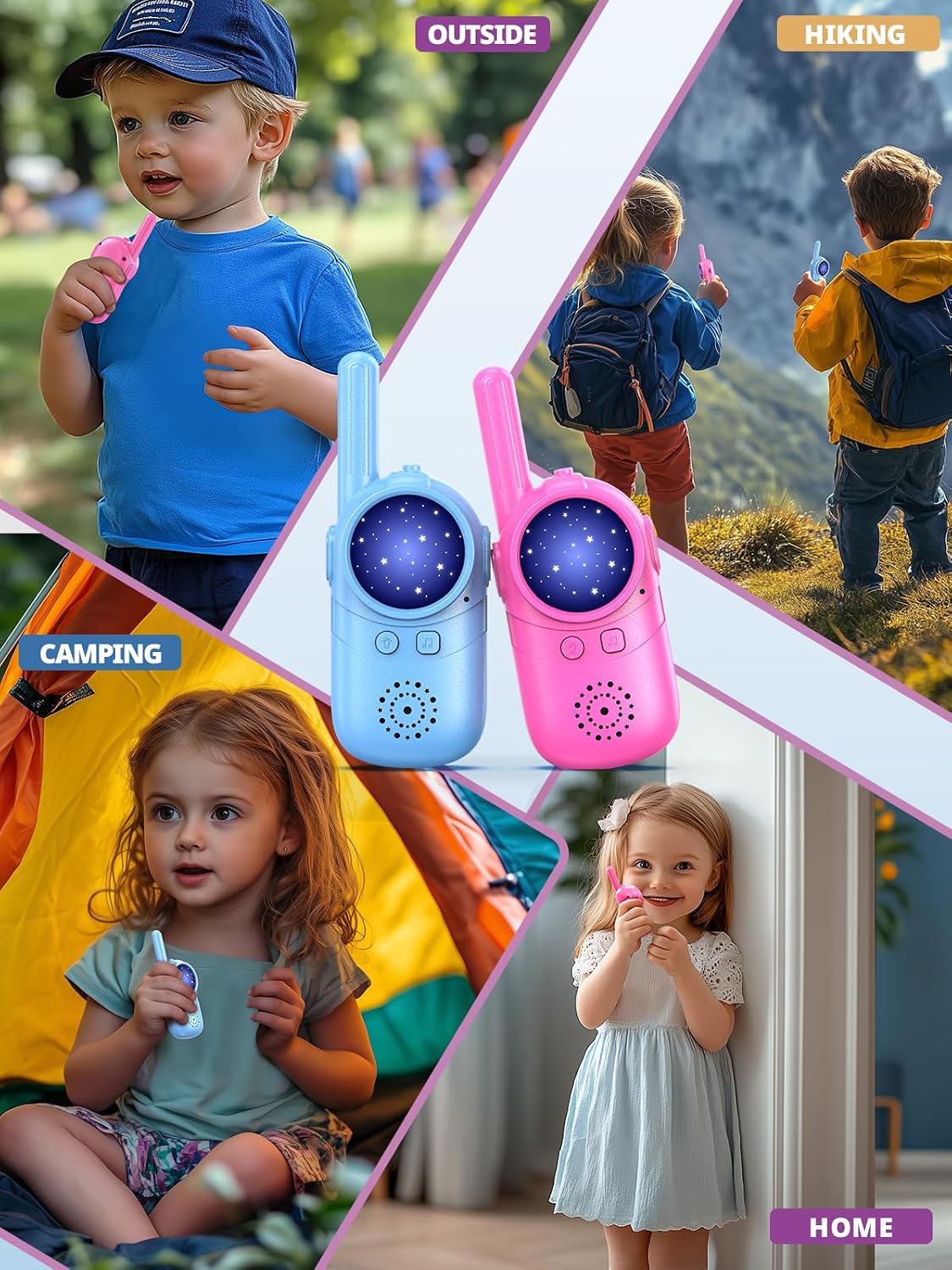 Detalle de Inspireyes Walkie-Talkies per bambini (2 pezzi): giochi stellati, autonomia prolungata e semplicità d’uso