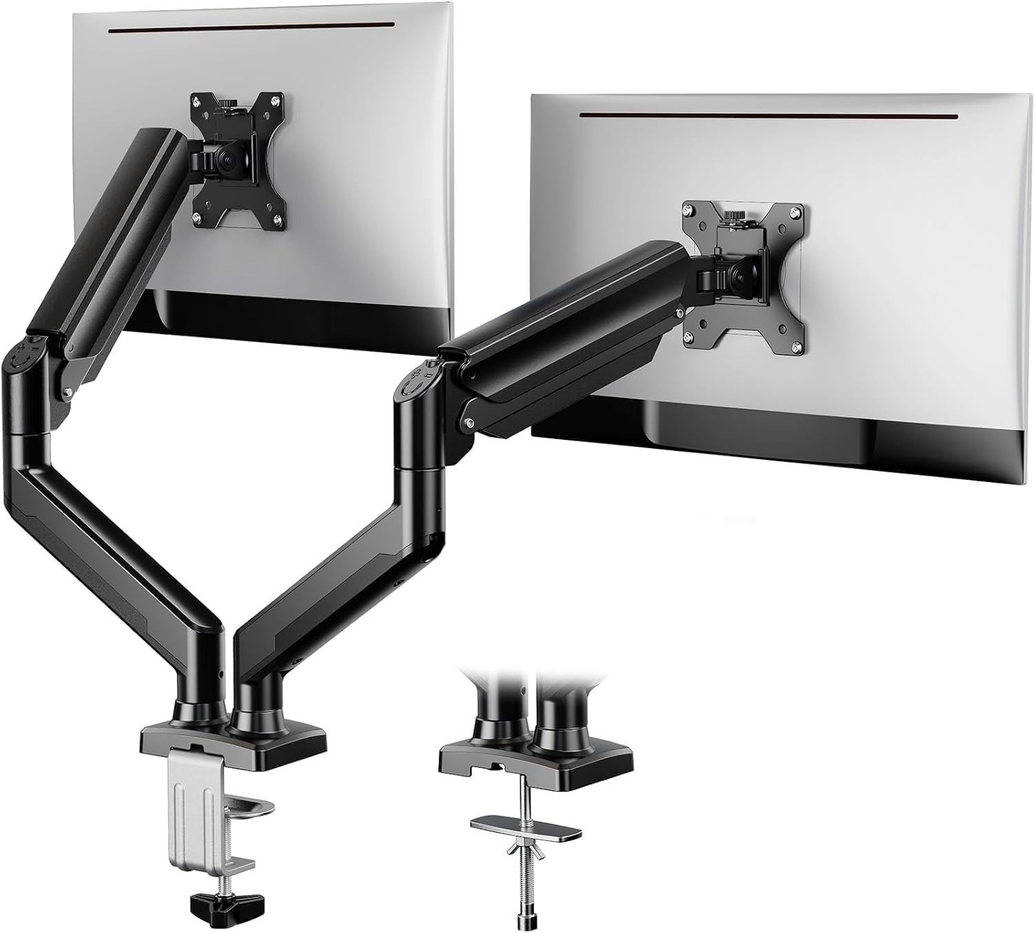 Detalle de ErGear Dual Monitor Arm Desk Mount for 17–32 Inch Screens (VESA 75/100) with 10kg Load, Double Gaming/Work Setup