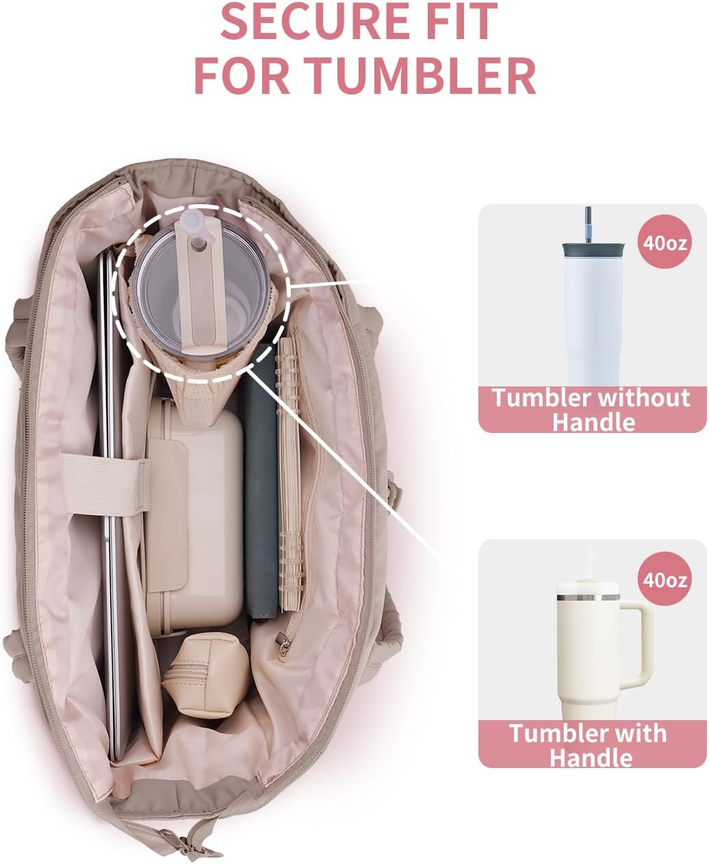 Thumbnail 4 de Wandering Nature Tote Bags for Women with Zipper (Set of 2) — 15.6 Inch Laptop Compartment & 40oz Bottle Pocket