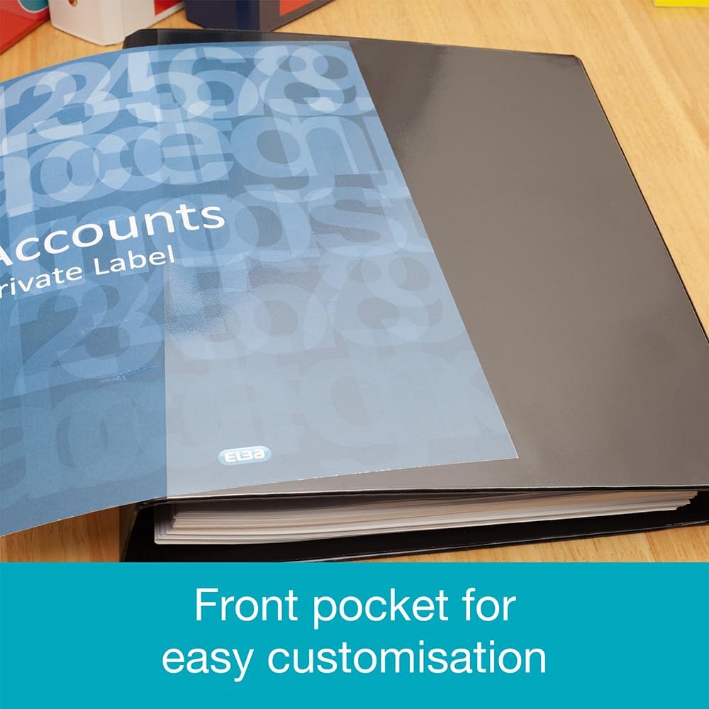 Thumbnail 6 de Elba A4 4 O-Ring Binder with Customisable Cover, 25mm Capacity, 30mm Spine, Portrait (Black)