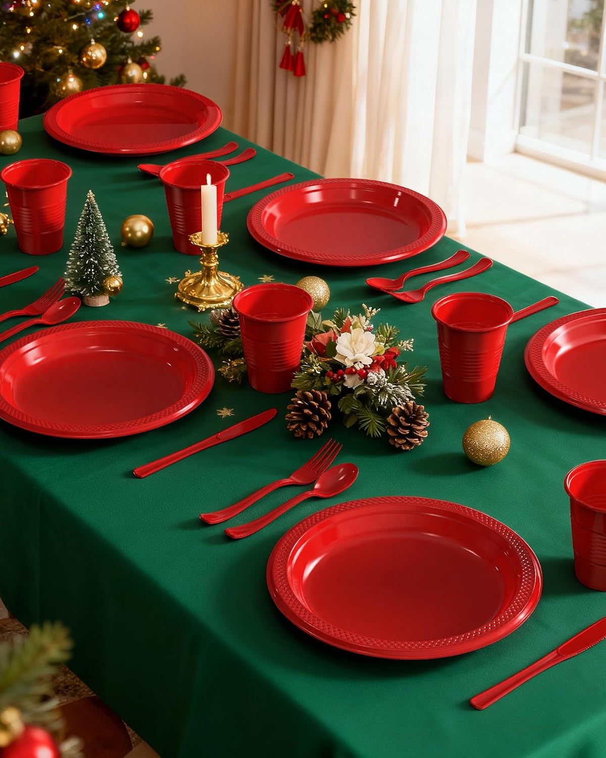 Thumbnail 6 de Pureegg Black Plastic Plates Set — 350 Pcs for Up to 50 Guests (Napkins, Utensils, Cups Included)