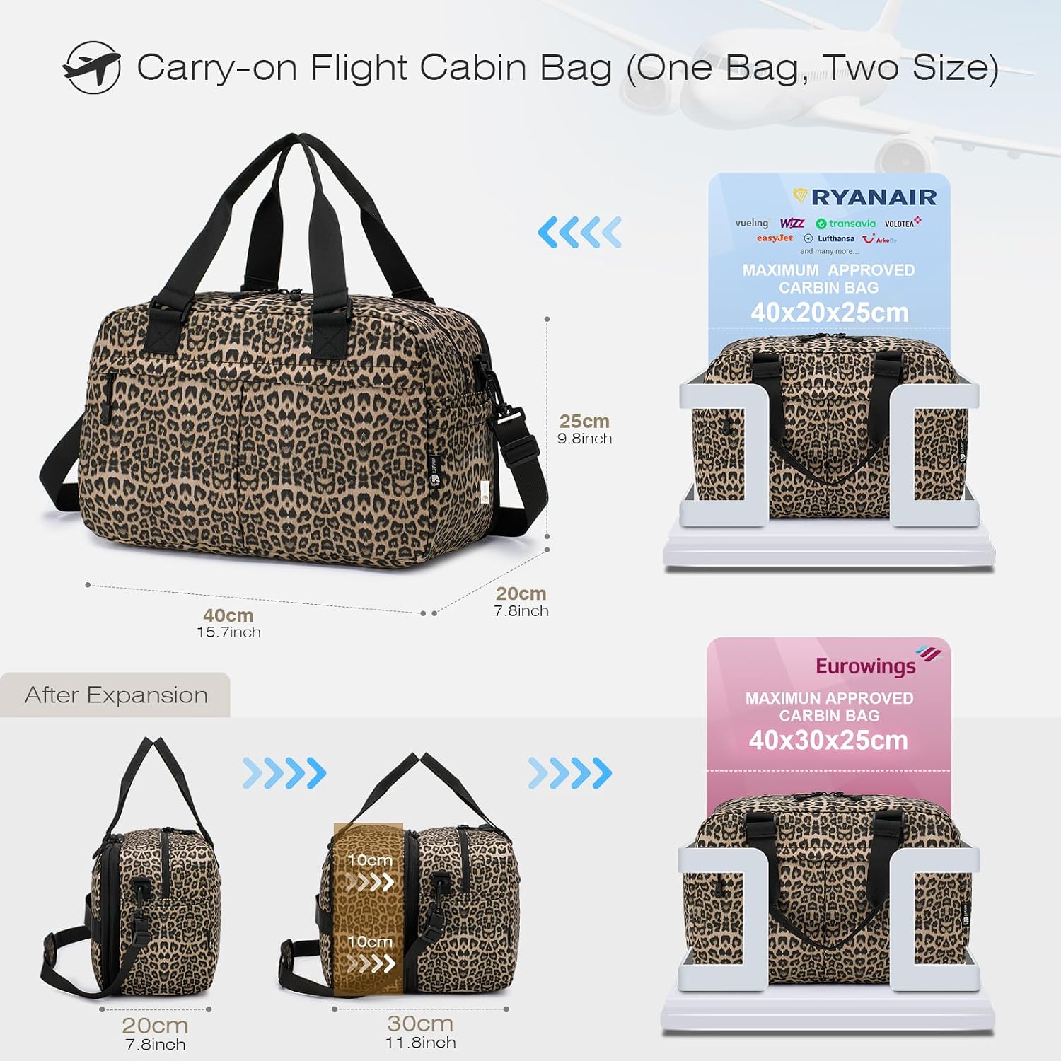Detalle 2 de SPAHER Extensible Sac de Voyage Cabine 40x30x25 cm