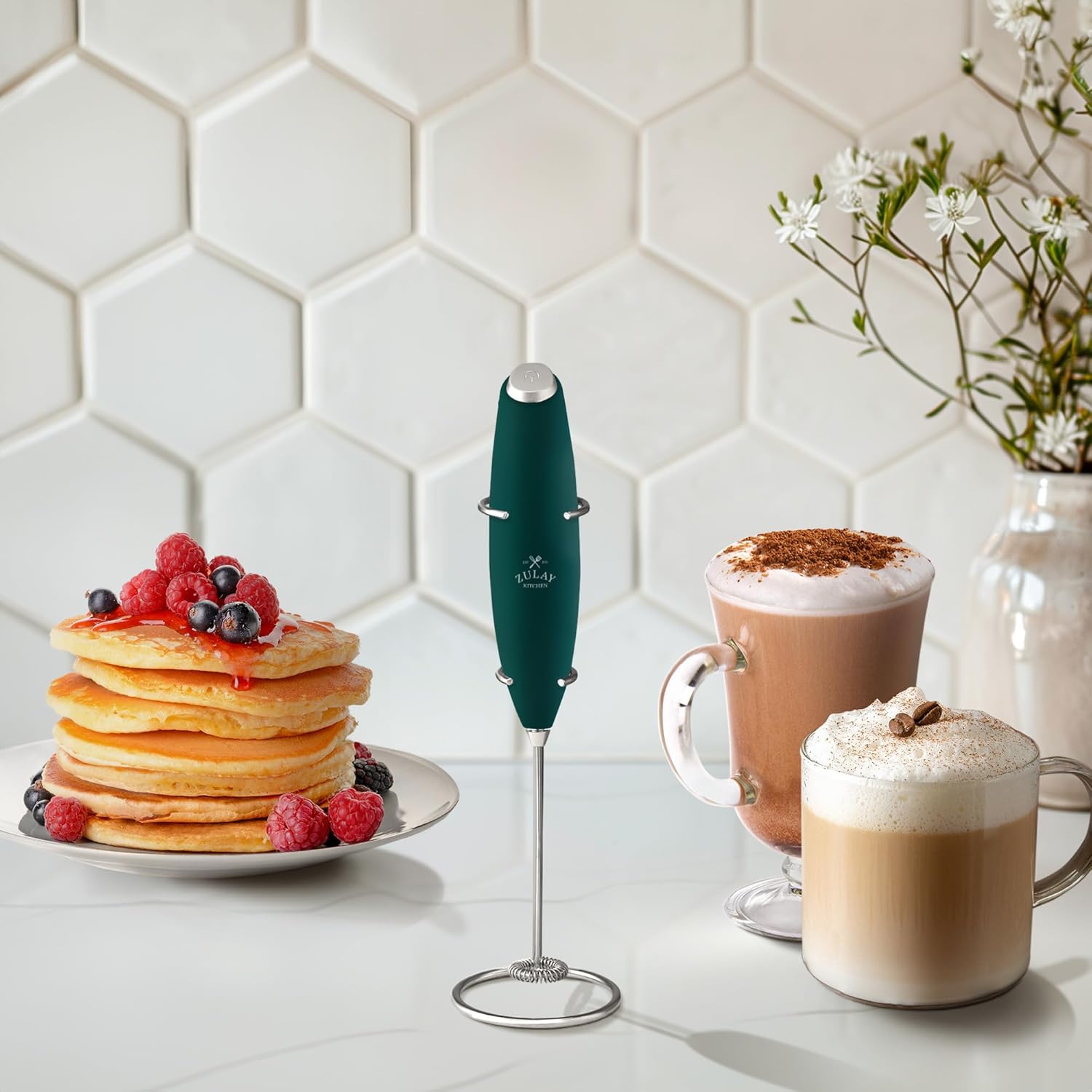 Thumbnail 4 de Zulay Kitchen Milk Frother Wand with 4 AA Batteries — Ultra-Fast Handheld Foam Maker for Coffee, Lattes, Cappuccinos, Matcha, and More