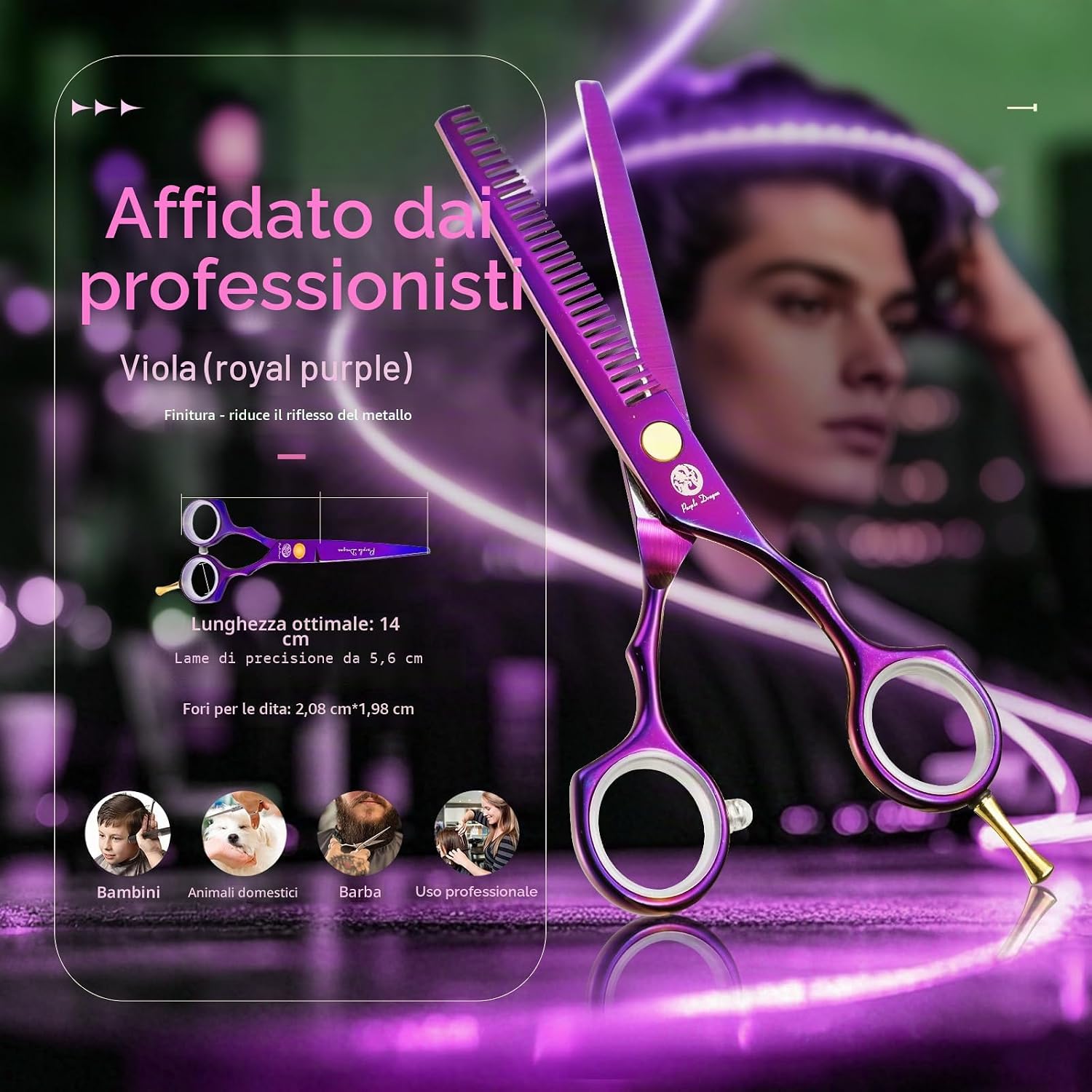 Detalle 2 de Purple Dragon Set forbici 14 cm in titanio ✂
