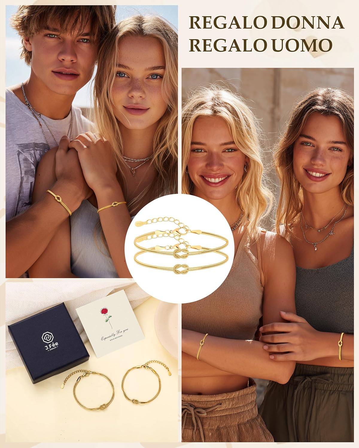 Thumbnail 5 de J.Fée 2 bracciali coppia “amicizia” in argento 925 con lunghezza regolabile