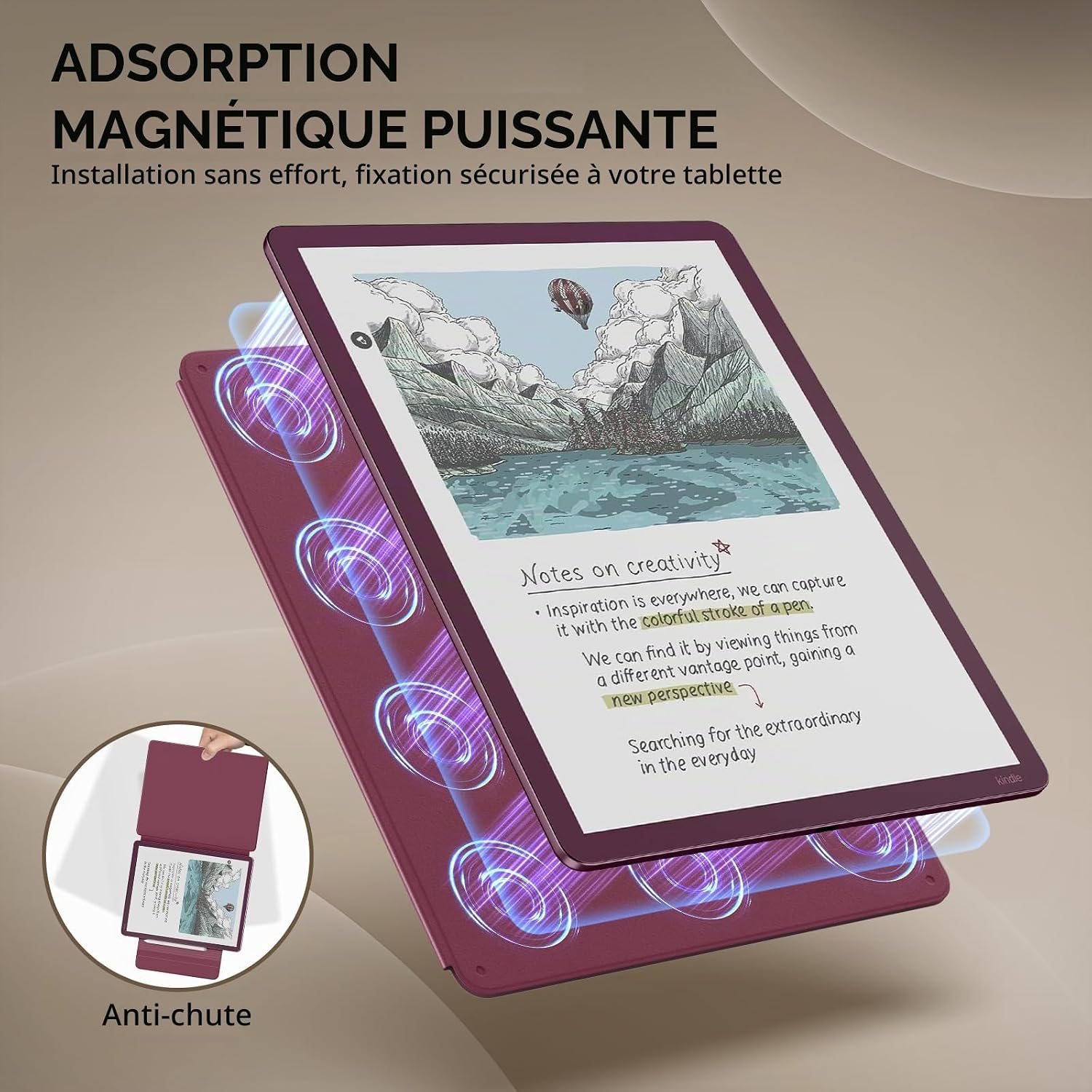 Thumbnail 2 de MoKo magnetische foliohoes voor Kindle Scribe 11 inch, vijg, met penlus