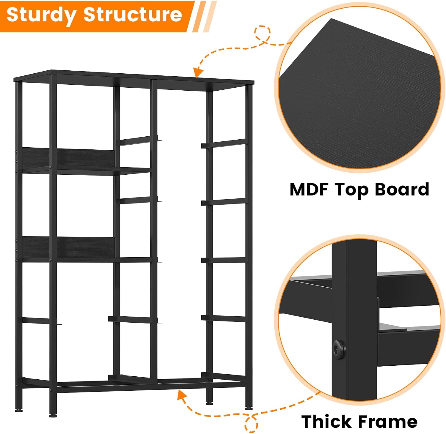 Thumbnail 3 de GoaHi Fabric Chest of Drawers in Deep Grey — 7 Drawers with 3-Shelf Storage