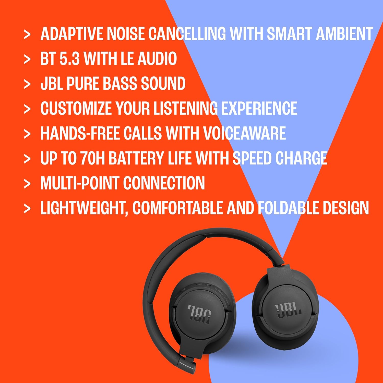 Thumbnail 6 de JBL Tune 770NC Wireless Over-Ear Headphones with Adaptive ANC and Bluetooth 5.3