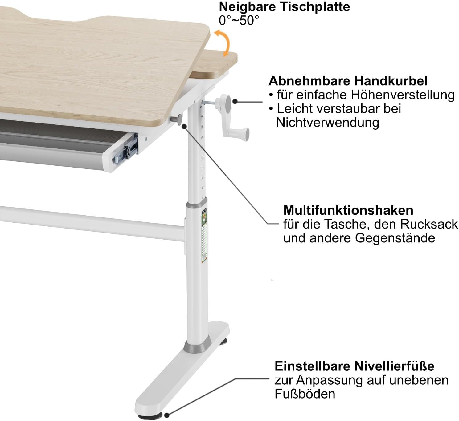 Thumbnail 6 de HOKO Kinderschreibtisch Höhenverstellbar 120x60 cm