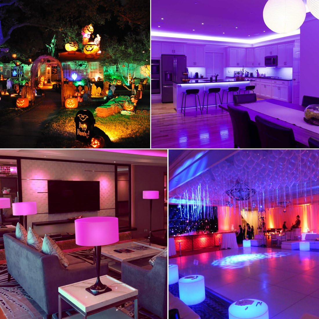 Thumbnail 1 de MELPO BR16-SA50 RGB LED Bulbs, 5W, 12 Colours, E26, 4-Pack