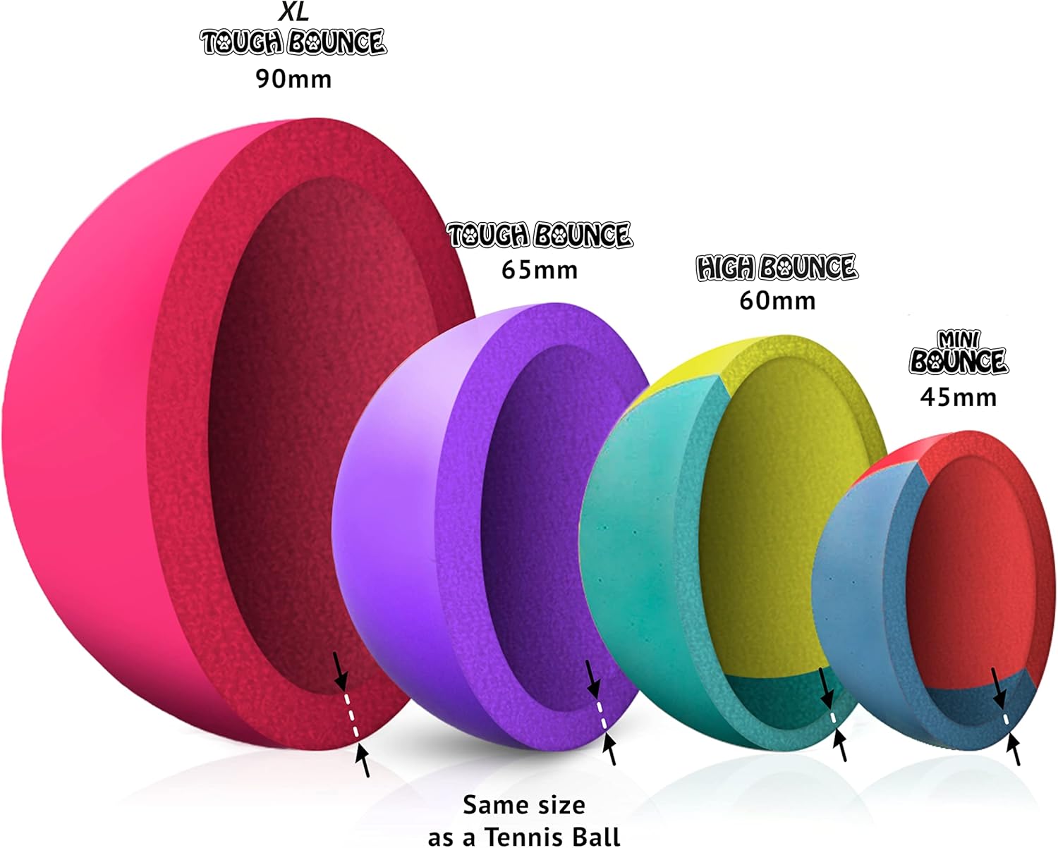 Detalle de SPORTSPET High Bounce Natural Rubber Dog Balls (6 Pack, 60mm)