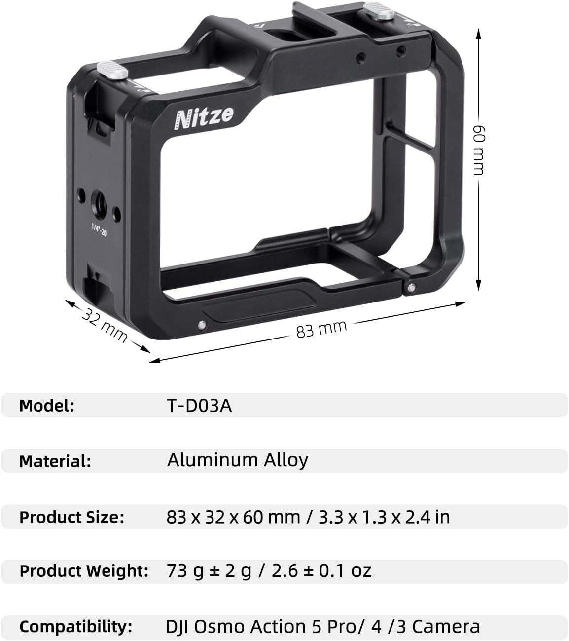 Detalle de Nitze T-D03A Cage für DJI Osmo Action 5 Pro