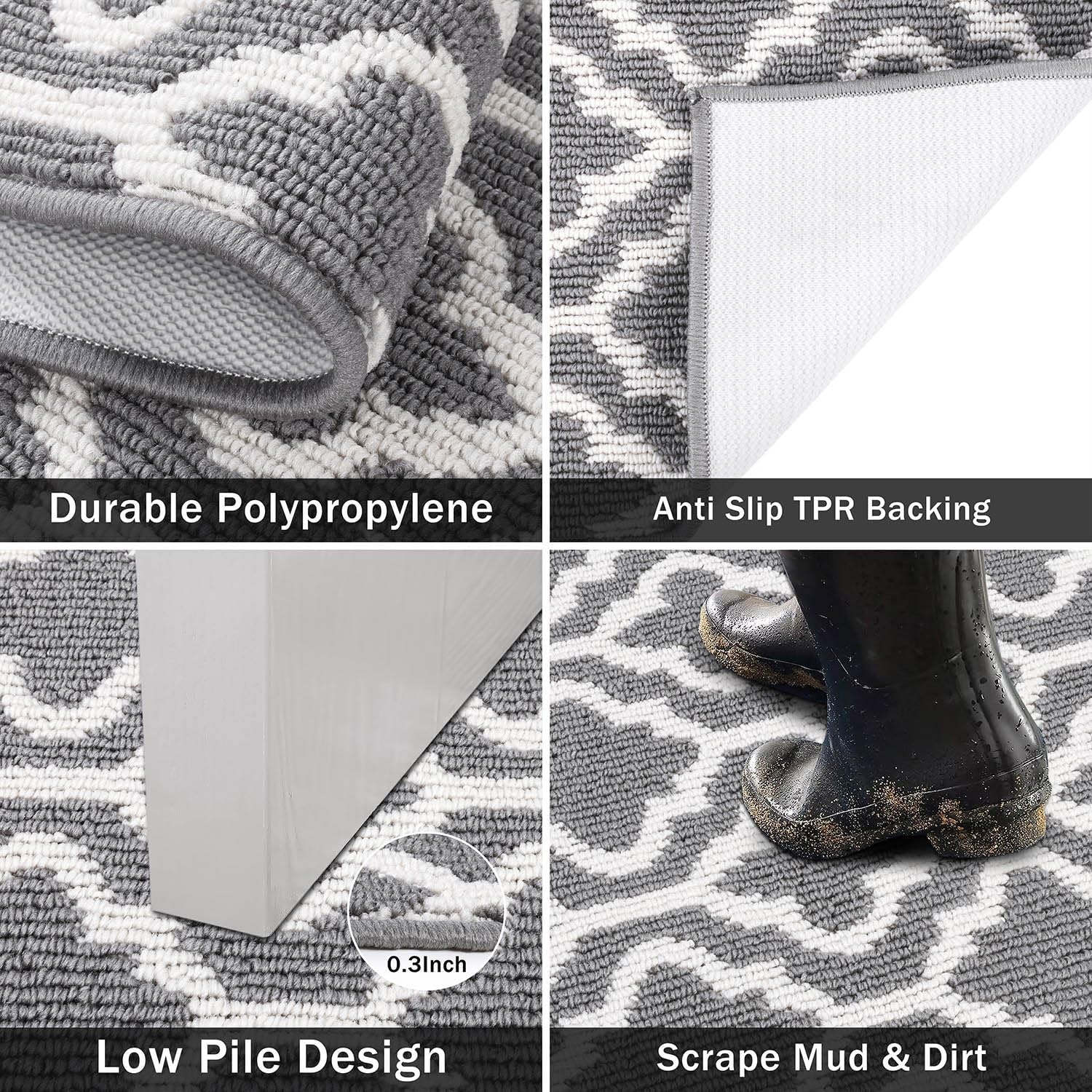 Thumbnail 2 de SHACOS Extra Long Hallway Runner Rug 66 x 300 cm in Grey Washable Carpet Runner