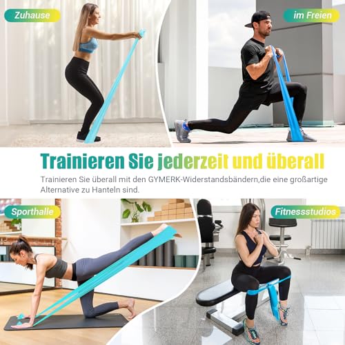 Detalle de GYMERK Fitnessbänder Set 4er, 2M – Widerstandsbänder inklusive Übungsposter