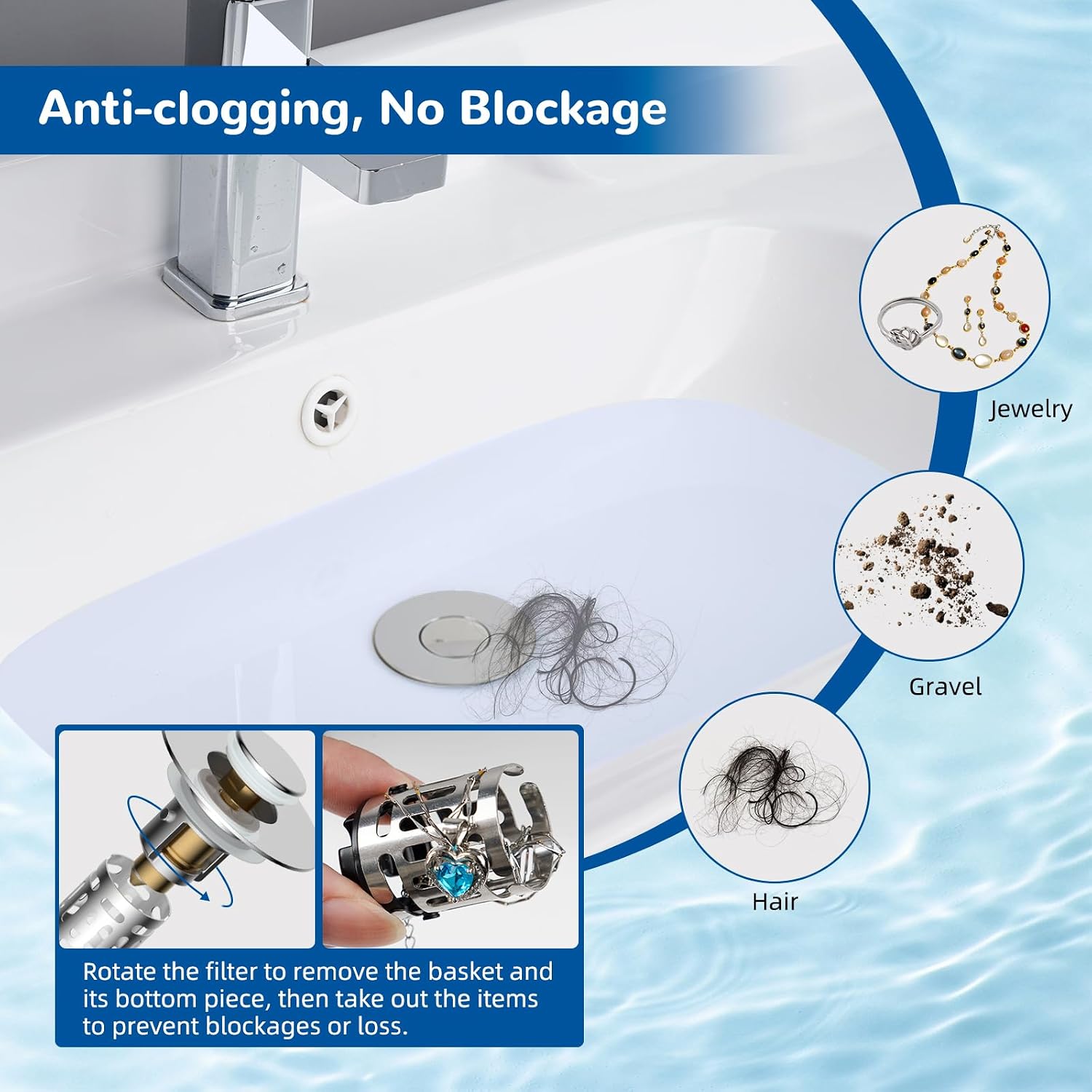 Thumbnail 1 de Hibbent Upgraded 3 in 1 Bathroom Sink Drain Strainer, Pop Up Stopper