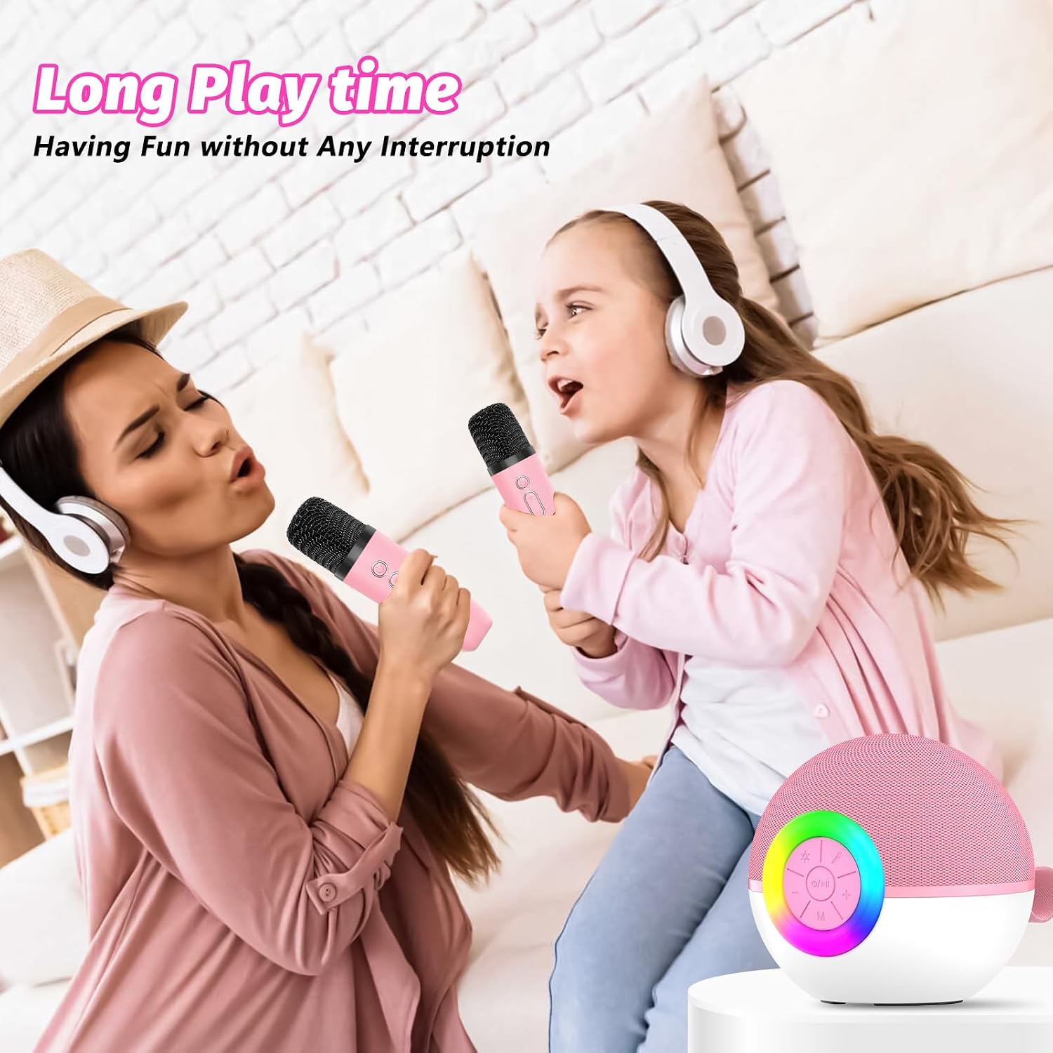 Thumbnail 6 de goopow T97 Mini Karaoke Machine with Bluetooth, Wireless Mics and LED Lights