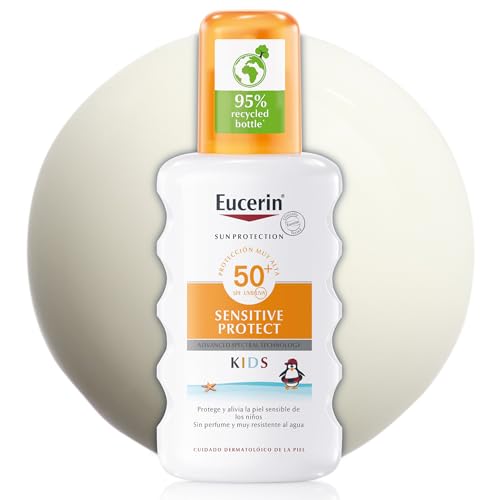 Detalle de Eucerin Sun Kids Sensitive Protect Spray FPS 50+ (200 ml) – protector solar infantil en spray, resistente al agua