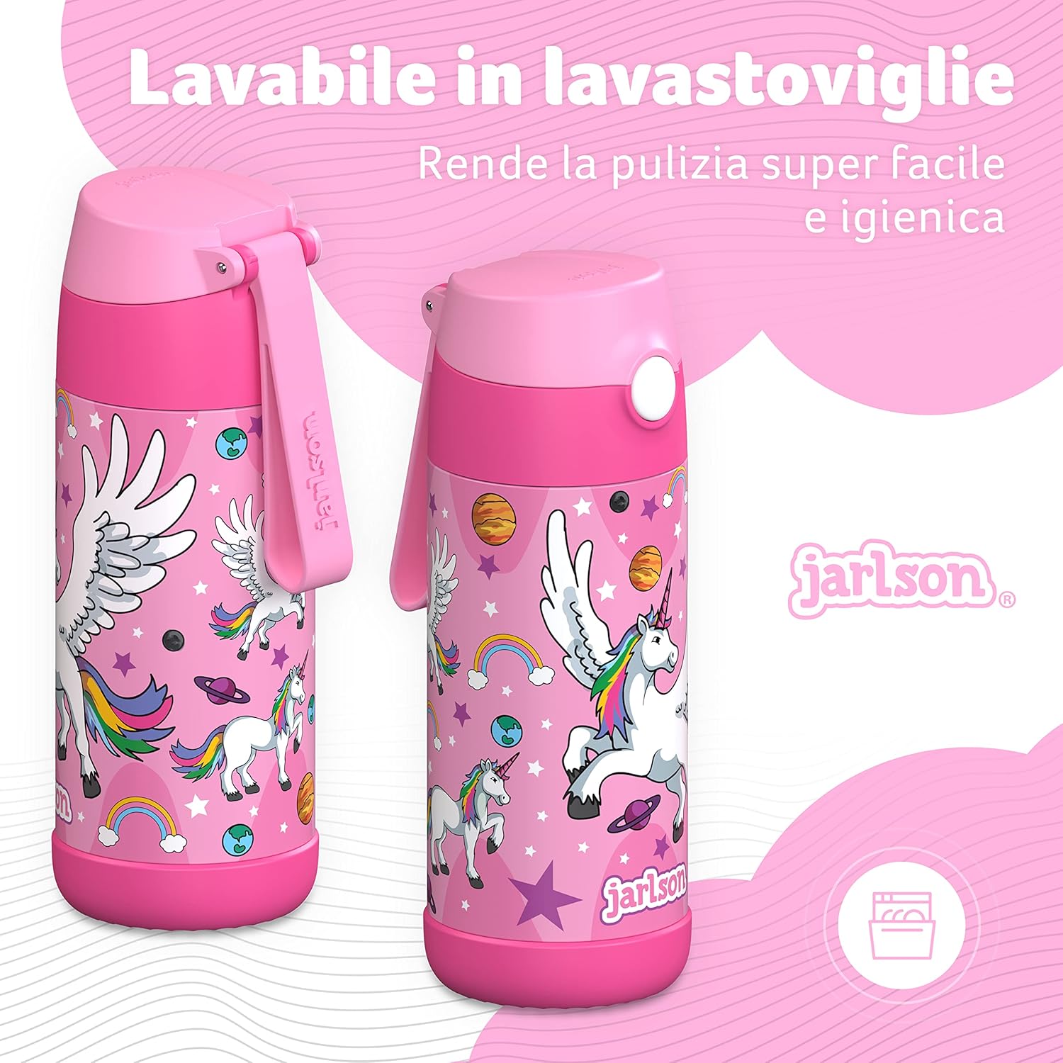Thumbnail 3 de Jarlson Borraccia Termica Bambini 350ml CHARLI con Cannuccia – Inox 304, BPA free, Unicorno
