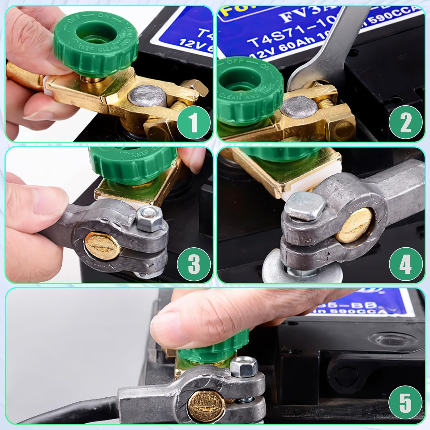 Thumbnail 4 de JIZZU Batterietrennschalter Auto 12V/24V (2er-Set) bis 400A – Batteriehauptschalter mit Zinklegierung