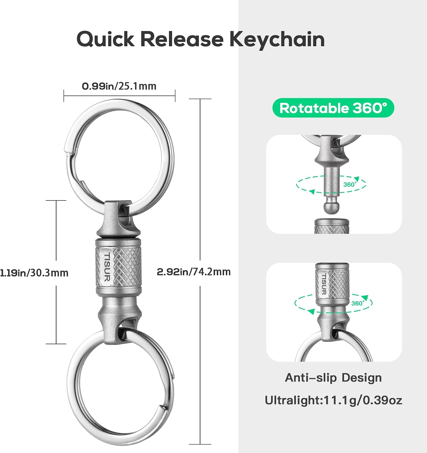 Thumbnail 2 de TISUR Quick-Release Keychain, Titanium