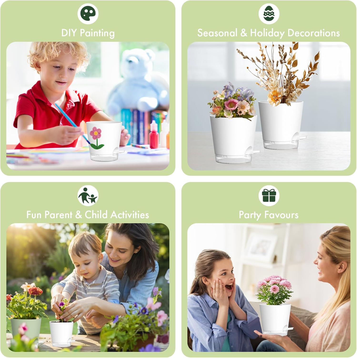 Detalle de WSMKSZ 10.2 cm Self Watering Plant Pots Indoor – 5 Pack