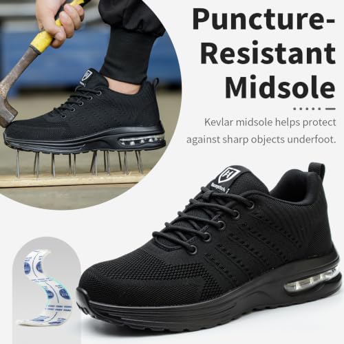 Detalle de Nasogetch Chaussures de Sécurité pour Hommes et Femmes – Chaussures de Travail légères, avec Embout Acier, Respirantes et Anti-Perforation