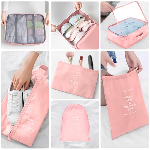 Detalle de TXBOBECO Koffer Organizer Set – 10-teiliges Reise-Organizer-Set (Kofferorganizer, 10 Stück) in Pfirsichrose