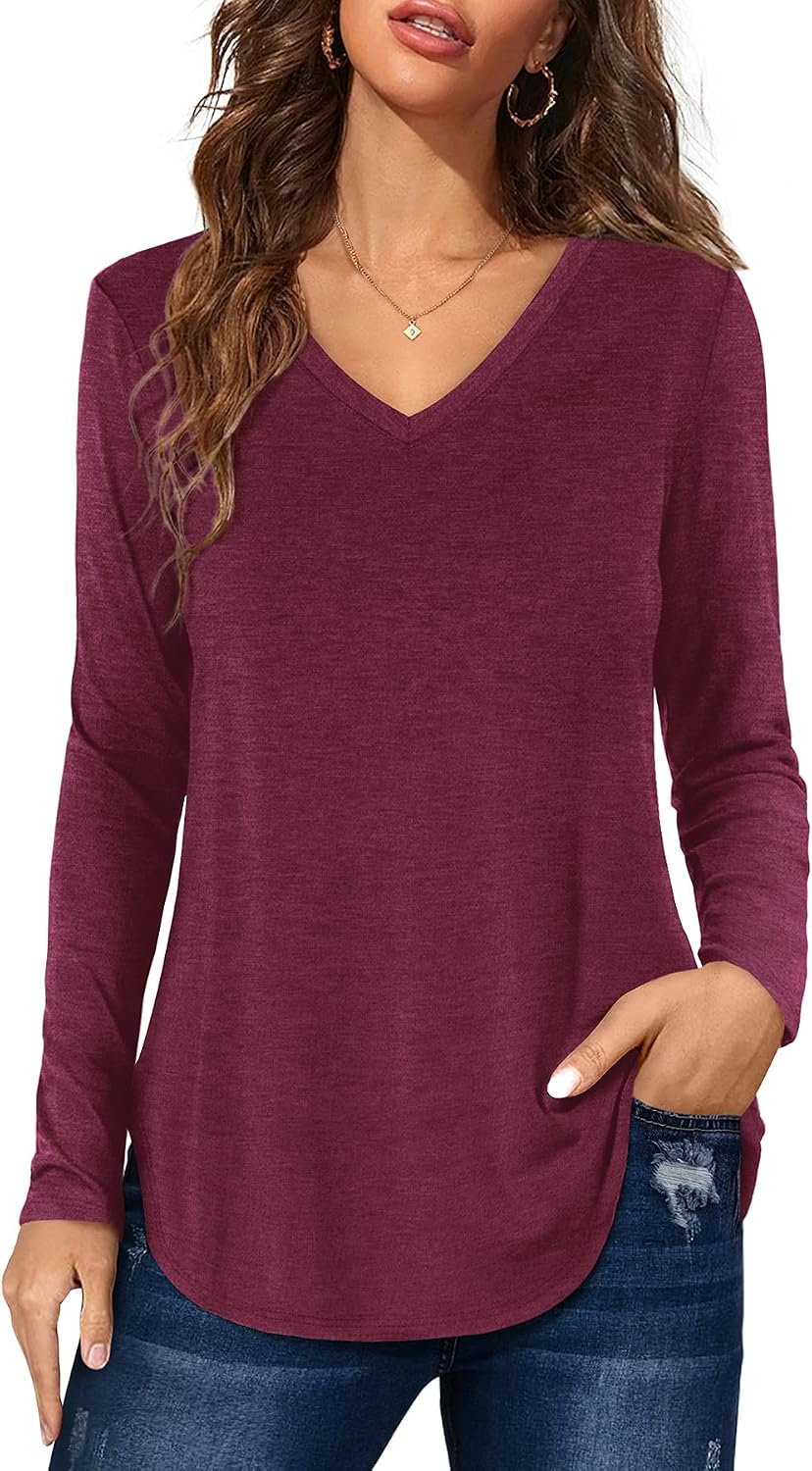 Detalle de Florboom Women’s Henley Neck Long Sleeve Casual T-Shirt Blouses