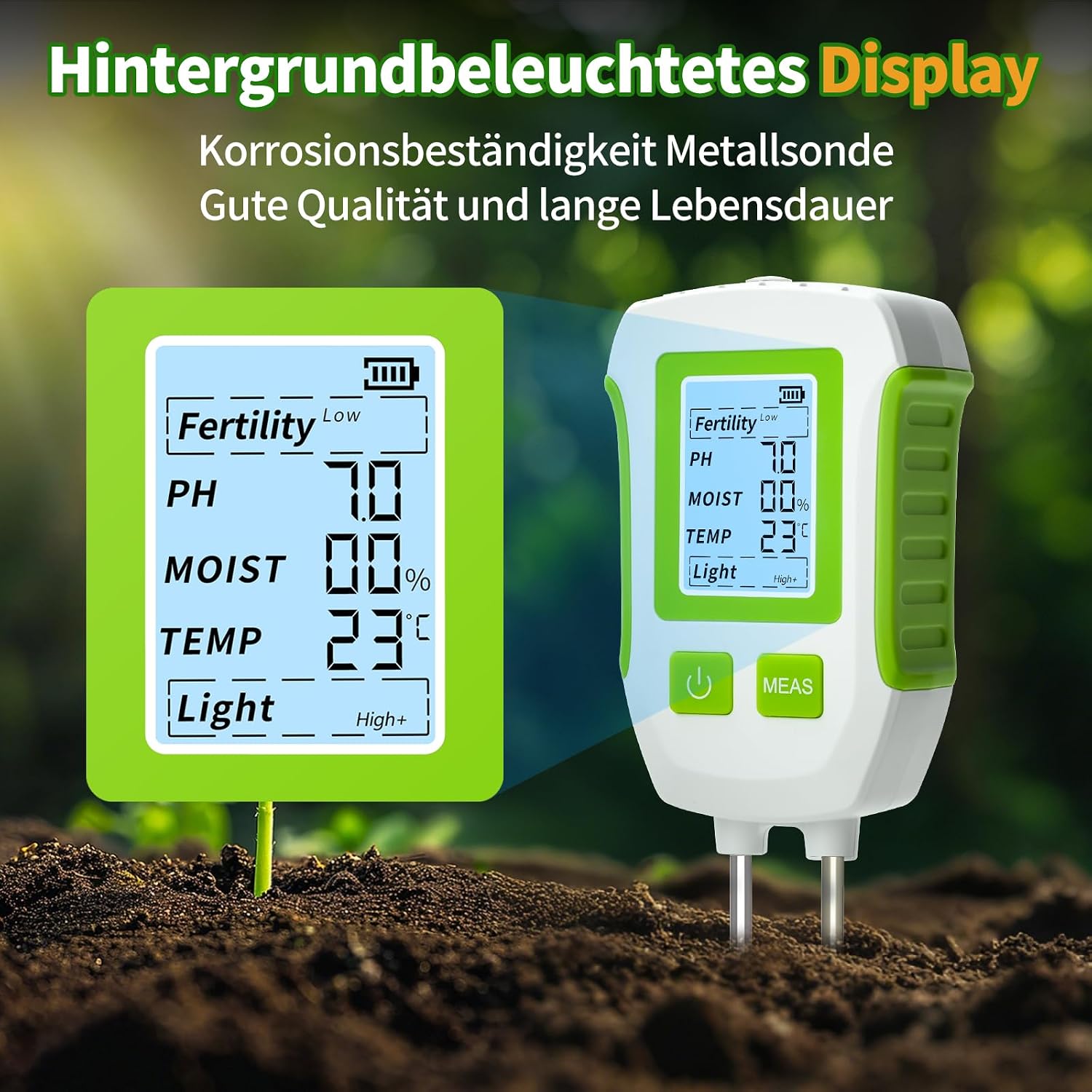 Thumbnail 5 de Heemol Soil Tester 5-in-1 bodemtester voor pH, vocht, temperatuur en licht