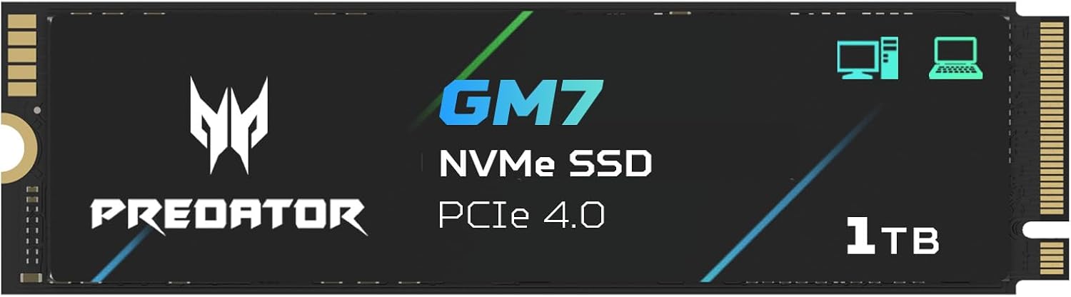 Detalle de Acer Predator GM7 1TB M.2 2280 NVMe Gen 4 PCIe x4 SSD (BL.9BWWR.118)